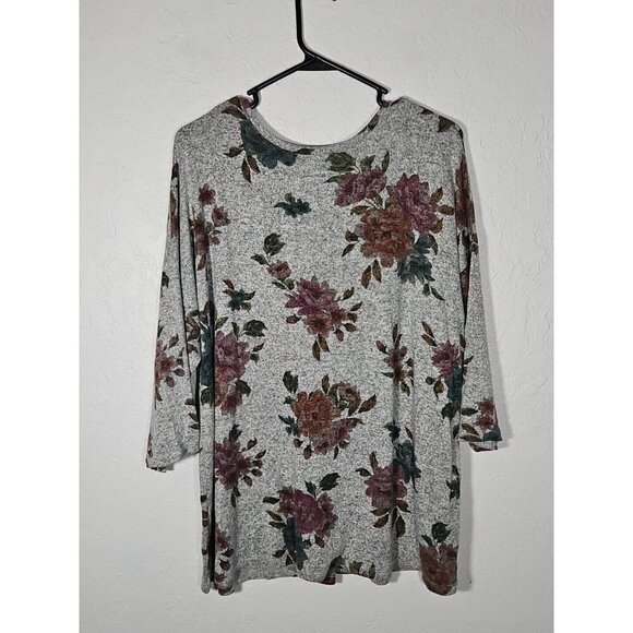 Torrid Super Soft Plush Sweater 2 Floral 3/4 Sleeve Pullover Lightweight Cozy - Picture 5 of 6